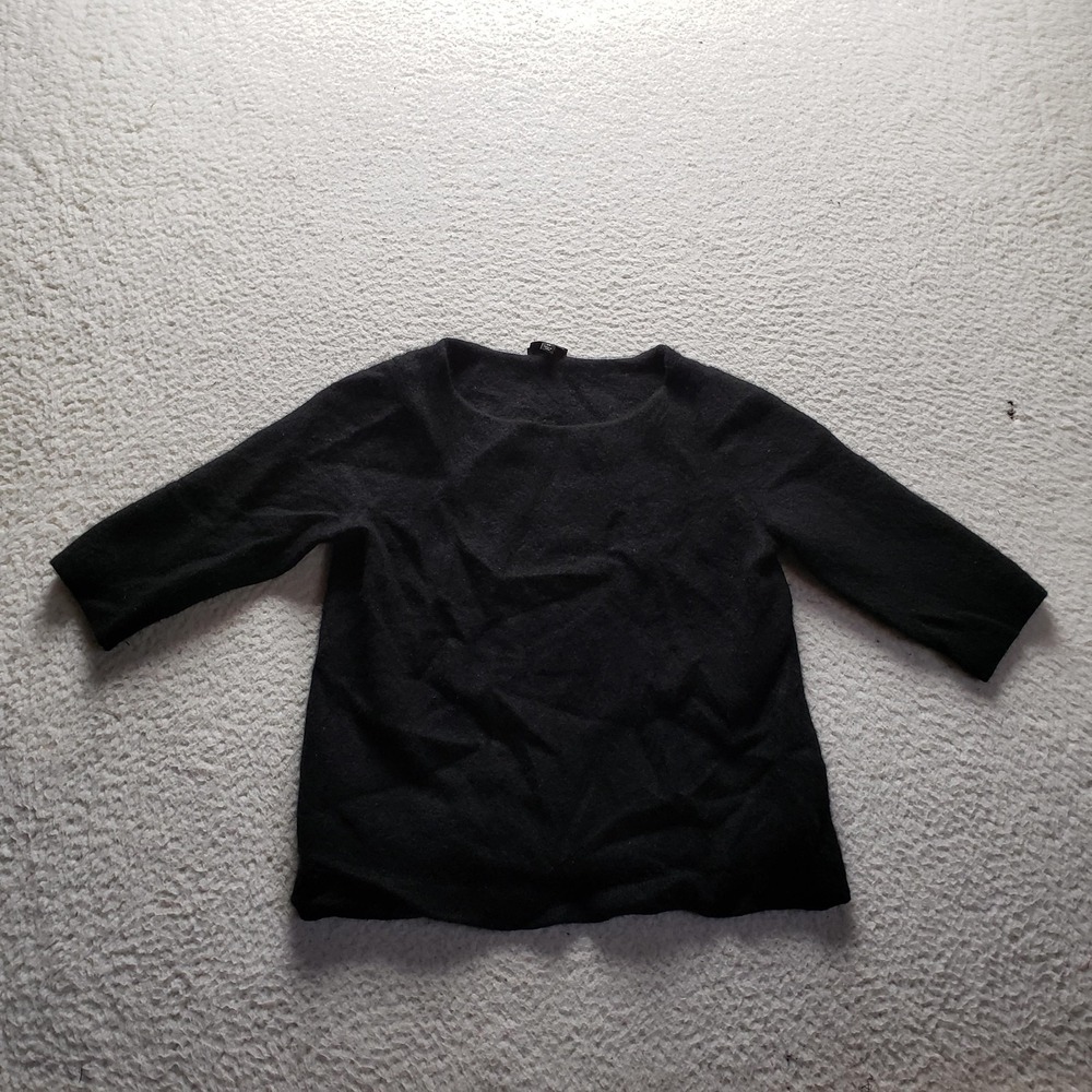 Talbots Sweater Womens 1X Black Boat Neck 3/4 Sleeve Cashmere Knit Pullover